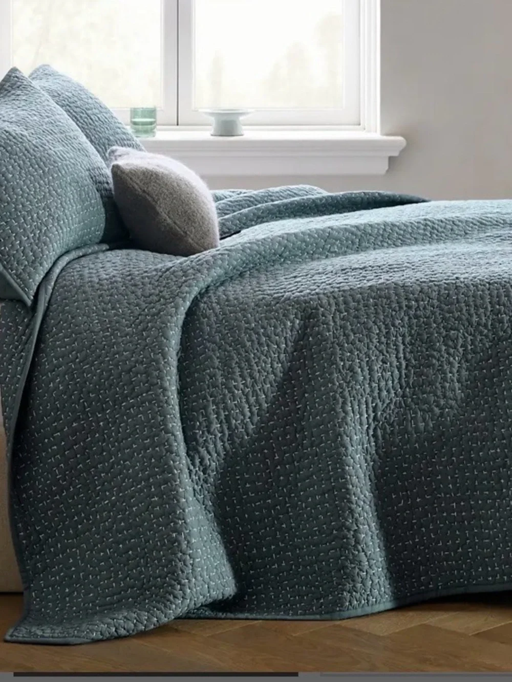 NWT Quince Organic Cotton Hand Stitched Quilt Set, Full/Queen (Ocean)